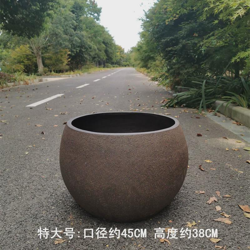 田园庭院特大号素面粗砂陶土盆落地粗陶花盆陶罐组合陶瓷