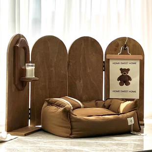 蘑菇宠物矮屏风多用途背景板宠物店同款隔断折叠布景拍照小屏风