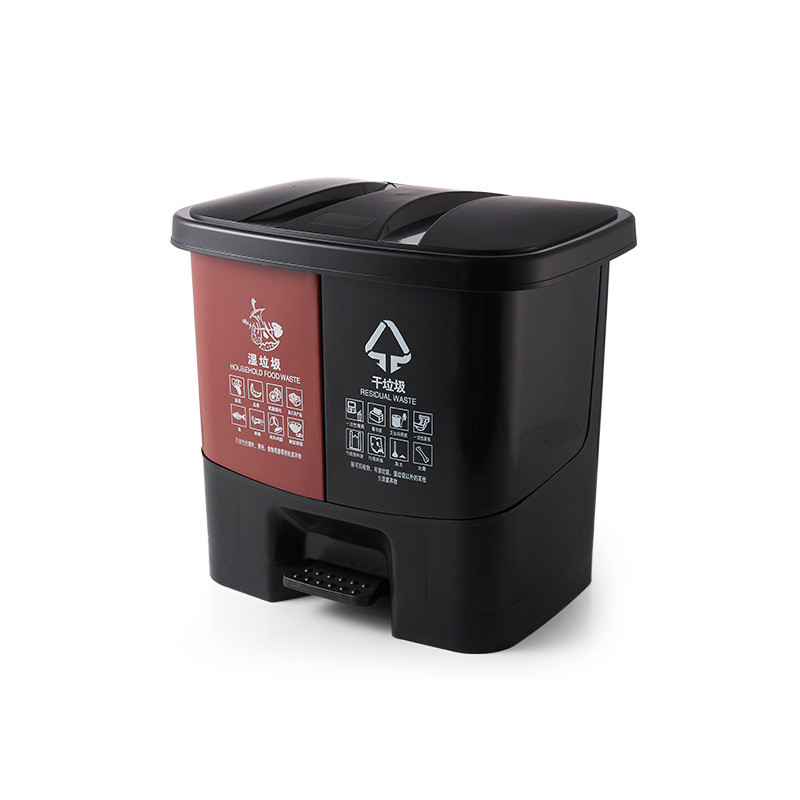 户外干湿双桶脚踏分类垃圾桶16l20l30l40l小区家用厨房垃圾桶