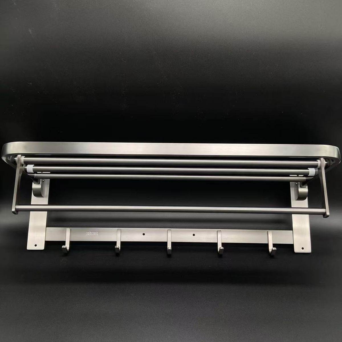 浴巾架打孔毛巾架卫生间浴室毛衣杆置物架卫浴不锈钢304电镀枪灰