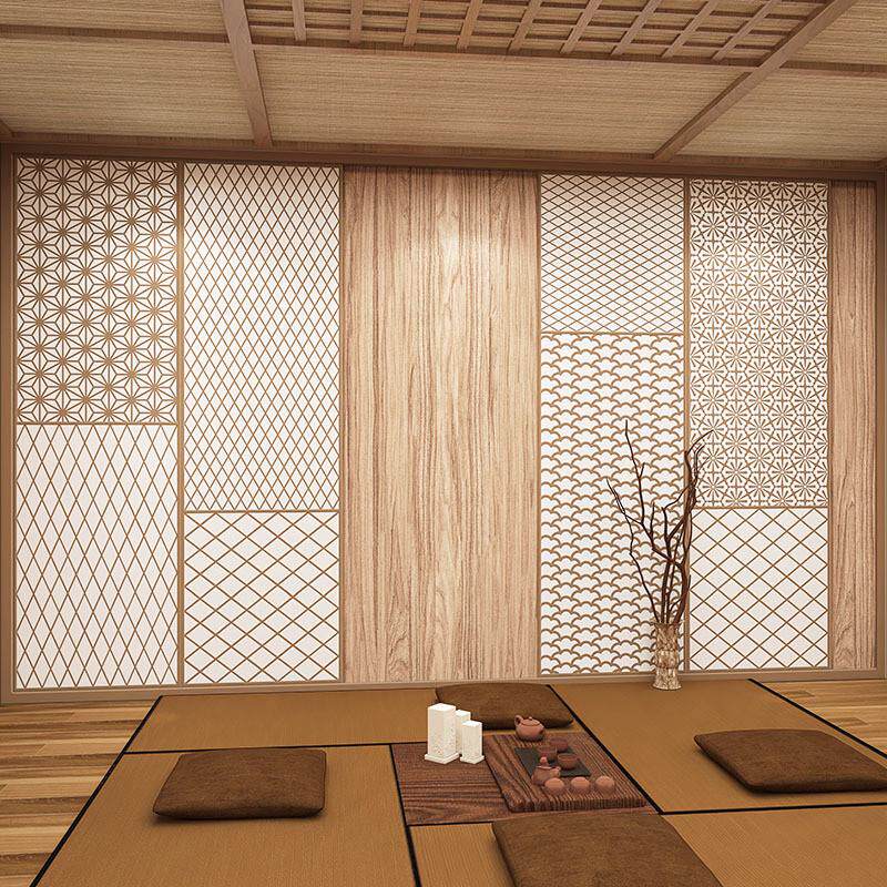 日式原木背景墙纸复古花纹榻榻米寿司店餐厅和风壁纸墙布网红拍照