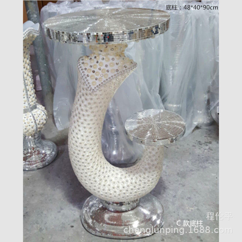 商场中式罗马柱花盆门市仿真花花瓶酒店门口装饰工艺摆件镂空会所