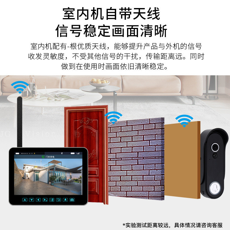 热销全双工无线触摸屏可视对讲门铃套装2.4g可视门铃网关1080像素