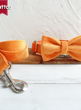 muttco厂家现货宠物狗遛狗牵引绳领结方便圈橙厚绒套装udc-147