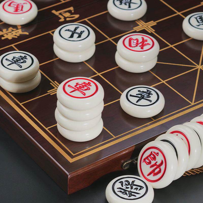 玉石象棋中国象棋全套送礼带棋盘大号像棋子全套棋盘桌软布橡棋牌