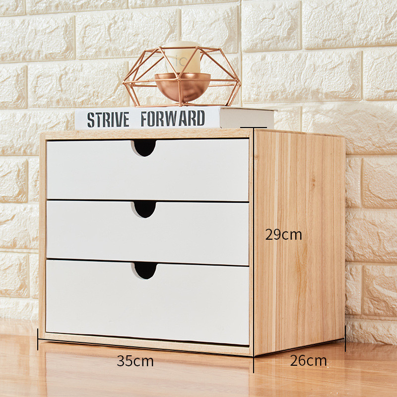 03kn实木桌面收纳盒抽屉式学生桌上收纳柜办公室杂物文件多层储物