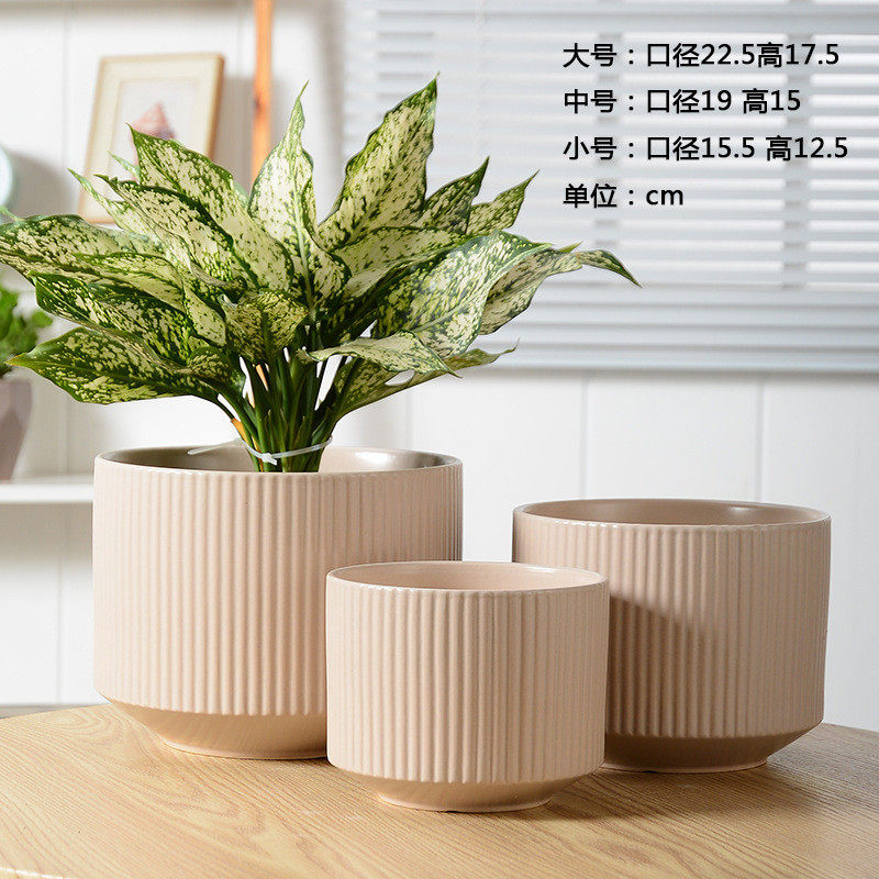 陶瓷花盆特大欧式现代简约圆柱绿植大小号创意个性茉莉花轻奢金盆