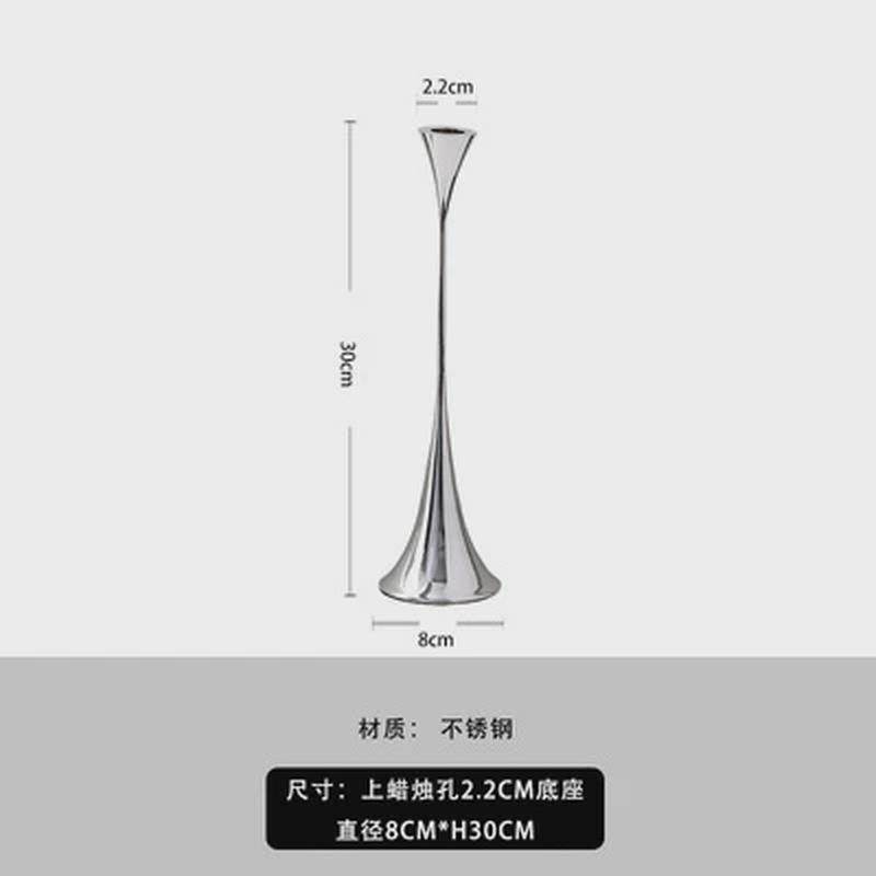 简约轻奢客厅银色烛台摆件样板间售楼处高级感餐厅餐厅软装饰品