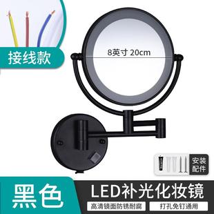 卫生间带灯不锈钢铜浴室美容镜3倍放大化妆镜led可伸缩梳妆镜 新款