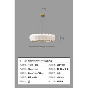 轻奢现代简约客厅贝壳羽毛新款 法式 奶油风吊灯餐厅北欧环形主灯具