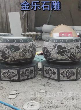 青石雕花石柱墩柱柱底座石墩子仿古古建墩基石石墩