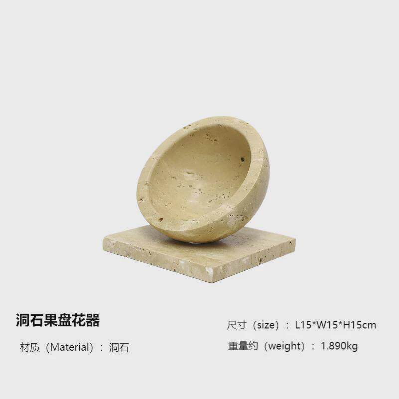 北欧简约大理石洞石苔藓绿植装饰花盆摆件客厅民宿酒店样板间售楼