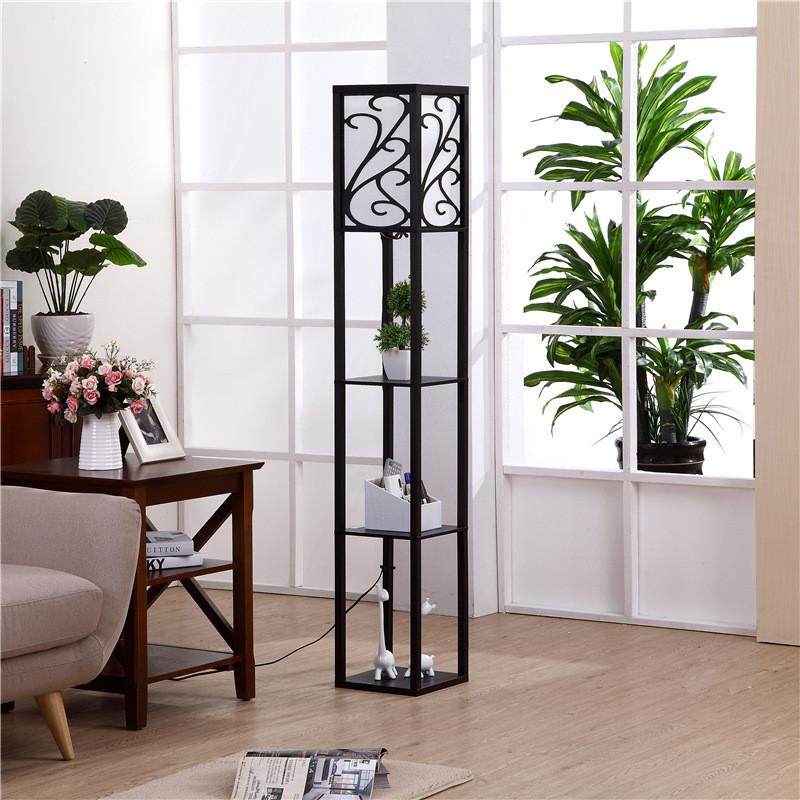 美式多功能收纳置物落地灯客厅卧室床头灯遥控可调光创意立式台灯