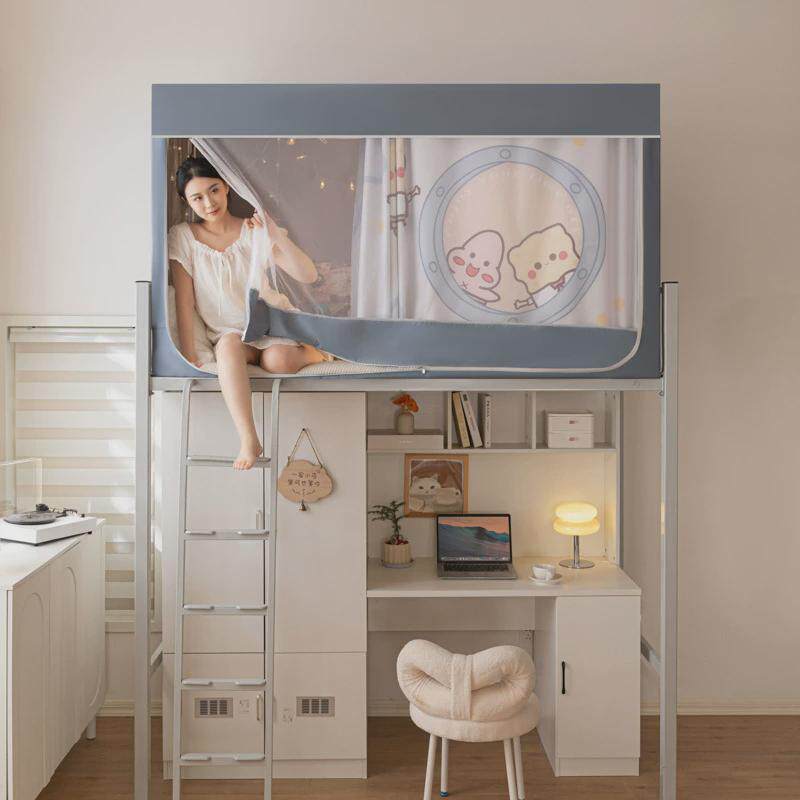 出租房上铺上下铺通用蚊帐印花遮光学生宿舍防蚊90x190寝室帘子款