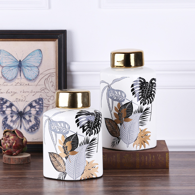 热销美式乡村陶瓷花鸟罐餐桌花瓶家居样板间玄关客厅摆件装饰品摆