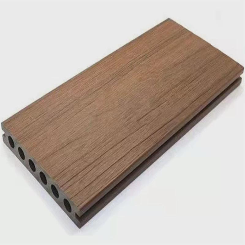 户外露台方孔塑木地板在线压花防滑圆孔共板条生态木塑实心仿木挤