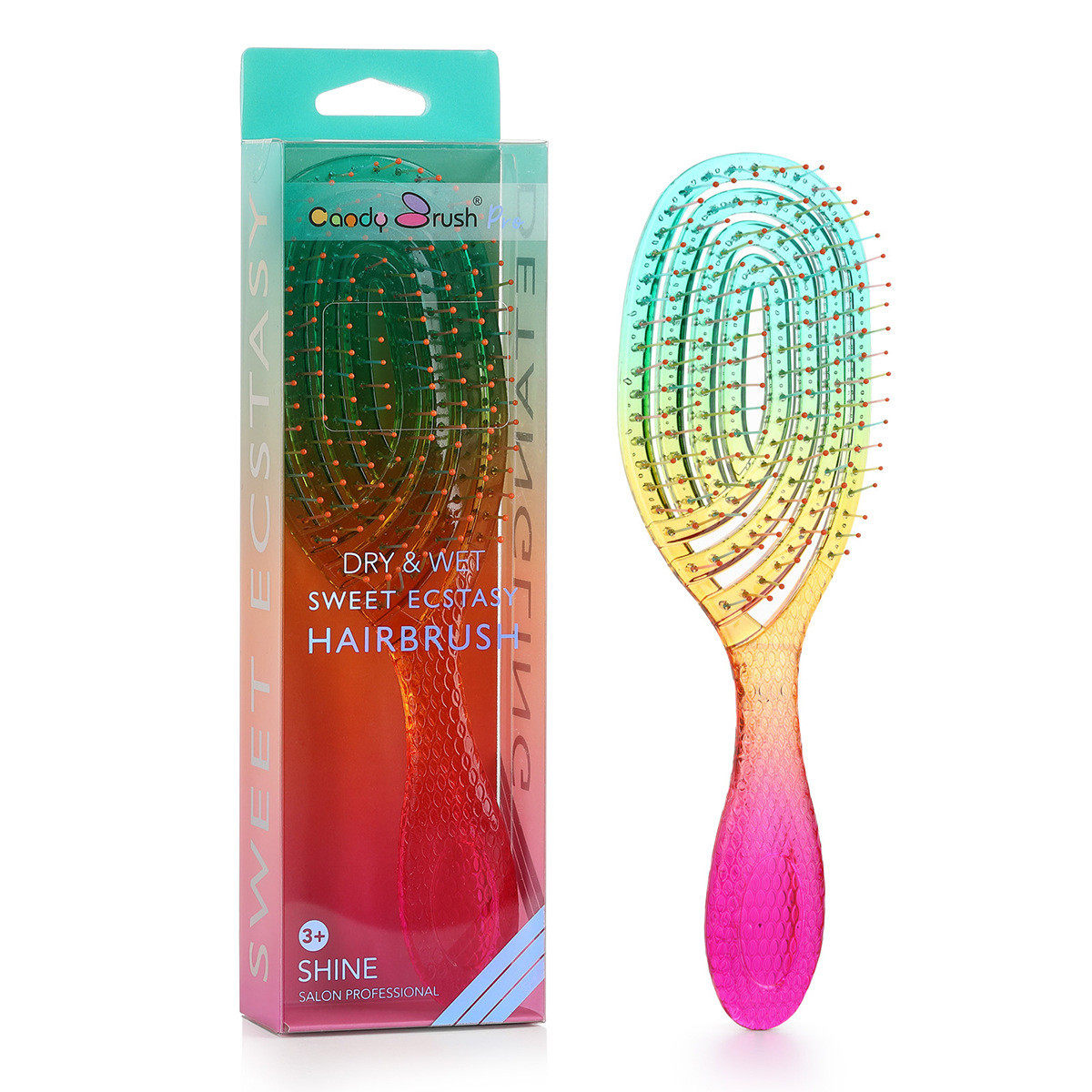 candybrush镂空按摩梳塑料长发短发家用男女头皮按摩梳幻彩蓬松梳