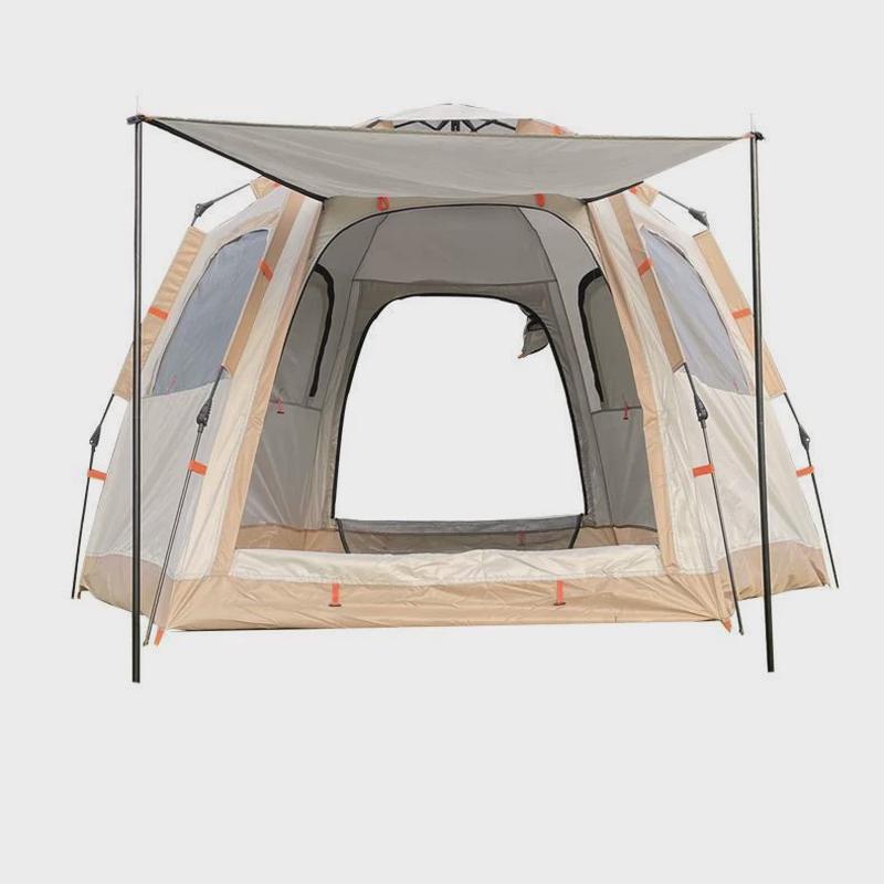 户外帐篷野营免搭建全自动速开帐篷六角防水登山帐篷单层便携露营