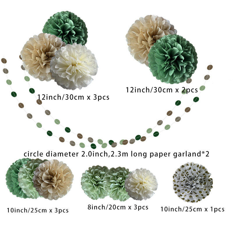 新款套装纸花球圆片绿色系纸片车缝纸串生日派对装饰背景气球搭配,家居饰品,DIY亲子装饰画,淘宝优惠券,粉丝福利购,淘宝优惠卷