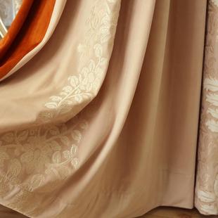 绒布丝梦莎落地窗美绣花窗帘布成品遮光北欧简约卧室客厅curtain