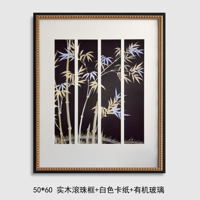 窗棂竹影实木卡纸高级卧室轻奢创意装饰客厅玄关新中式背景挂画