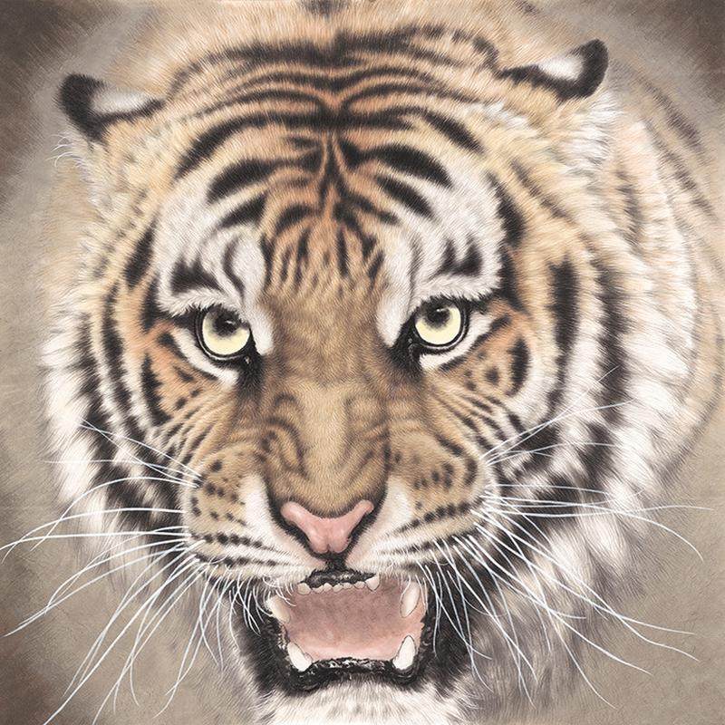 孟祥顺工笔画老虎临摹画稿艺术微喷宣纸复制画中式装饰画