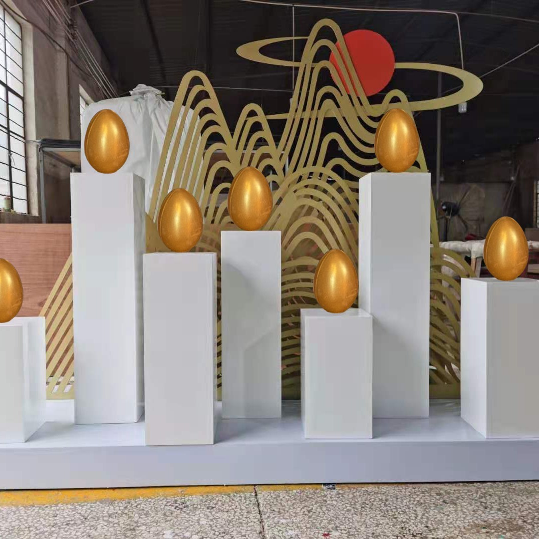 台布售楼部砸金蛋地产置商场开业金蛋桌子金蛋架子氛围摆件美陈dp
