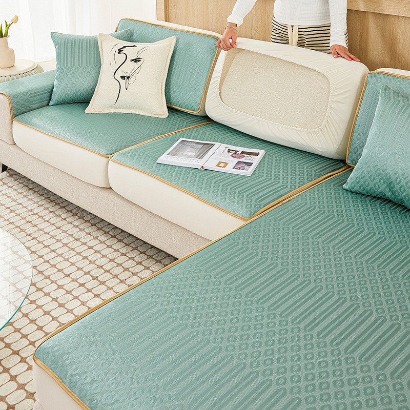 夏季冰丝沙发笠防滑凉席坐垫子水洗四季通用凉垫藤席沙发套罩冰垫