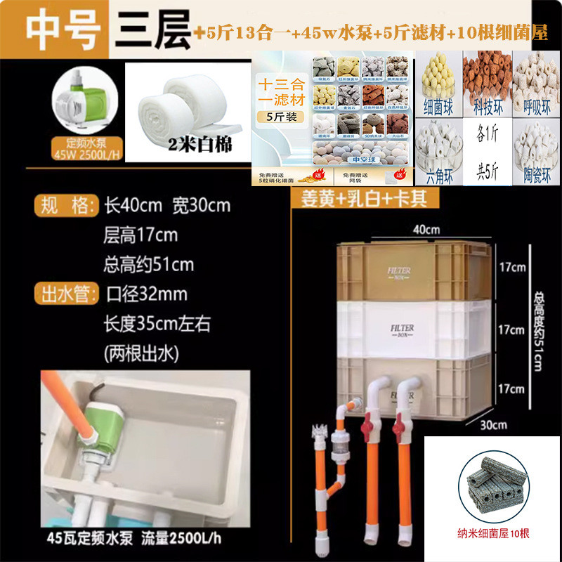 鱼缸内置水泵箱过滤周转箱滴流盒过滤器外置上置去油膜增氧培菌箱