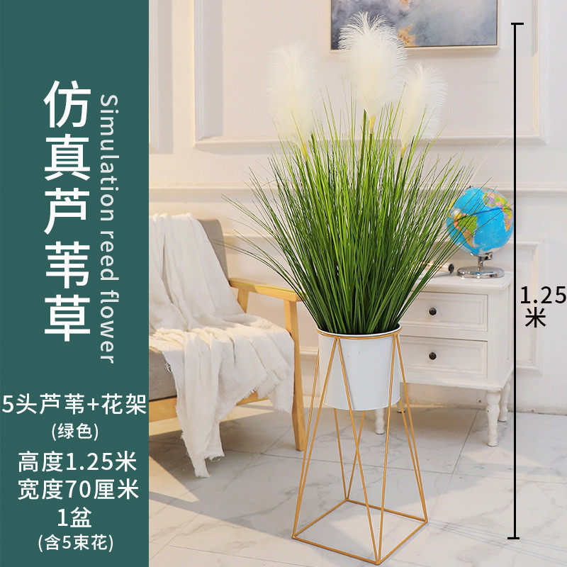 洋葱草盆栽客厅落地摆设芦苇草仿真花北欧室内橱窗装饰绿植摆件