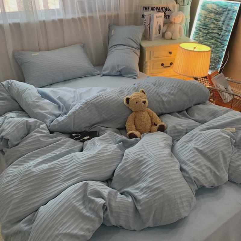 北欧风ins被套四件套紫色菱形格高级感床上用品床单宿舍床三件套4