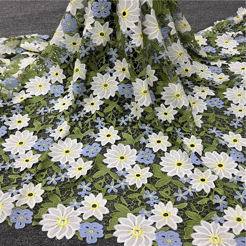 多彩色镂空满幅水溶蕾丝花边面料多色刺绣布料绣花diy服装辅料