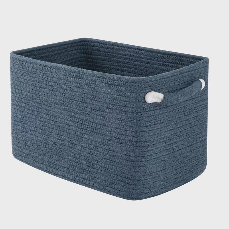 棉绳储物编织篮装饰储物箱缠绕手柄矩形篮篮托儿所储物篮