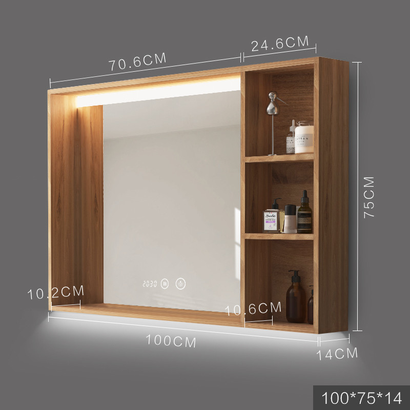 fc浴室镜子带置物架智能镜柜洗漱台卫生间实木收纳储物柜单独