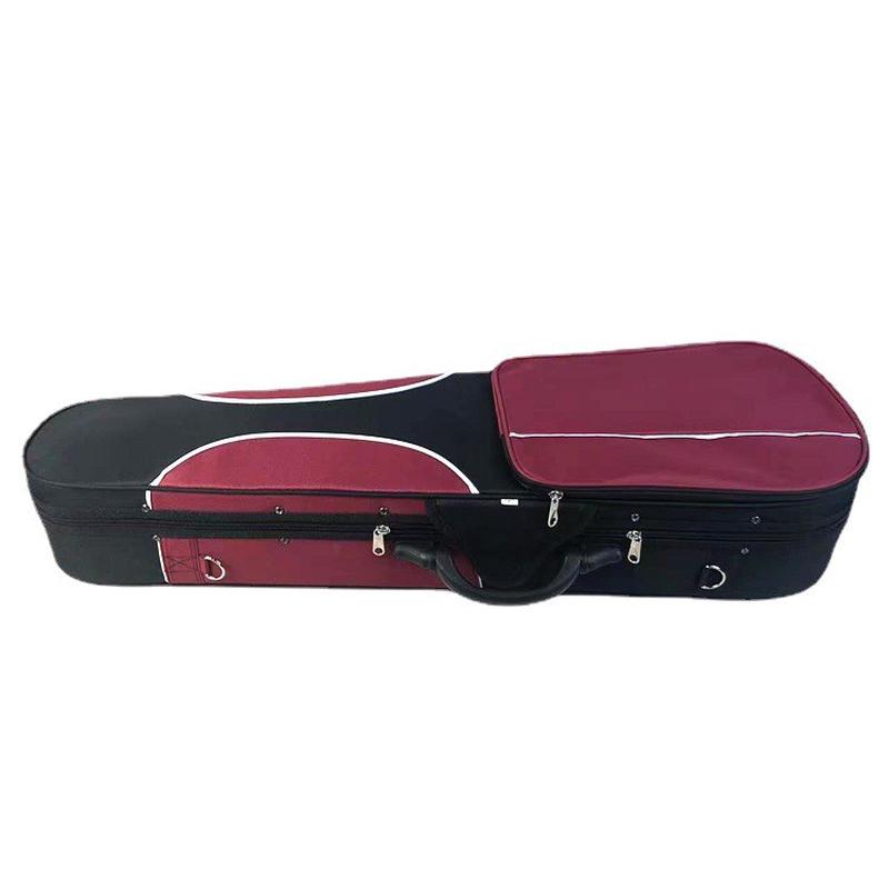高档三角黑琴盒箱子红小提琴相间嵌筋出口品质牛津布小提琴盒