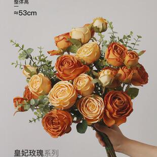 干花花束成品法式新款花艺捧玫瑰假花花客厅室内装饰手摆件