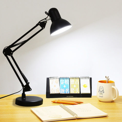 LED台灯护眼学习大学生书桌宿舍阅读工作插电式充电长臂美式台灯