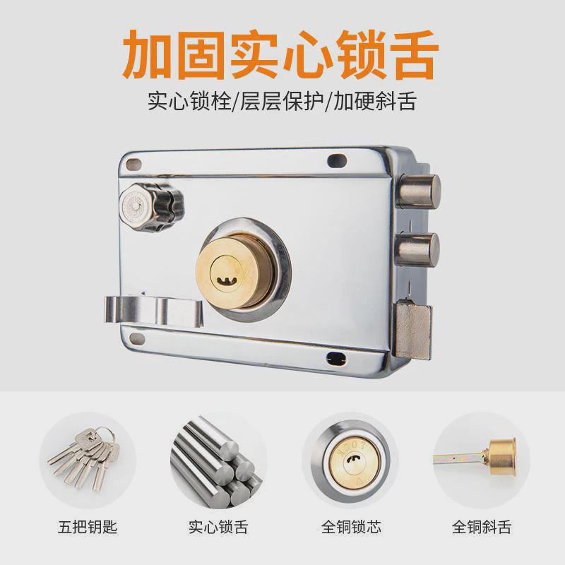 #外装门锁防盗锁老式防撬家用大门铁门木门房门锁冷轧钢通用型锁