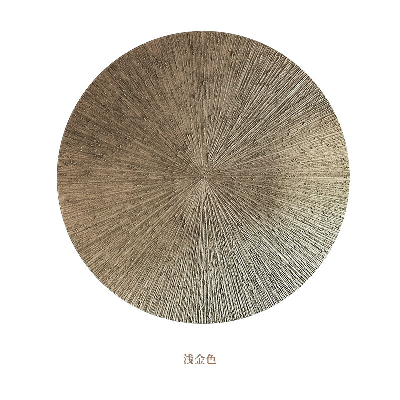 法式肌理古风客厅背景墙装饰画立体中手绘圆形挂画玄关走廊复古风图片