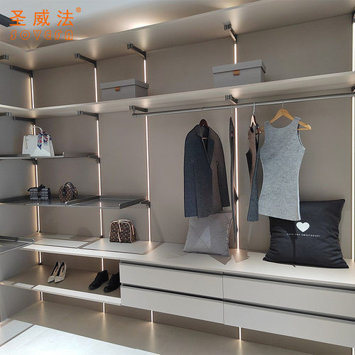 极简轻奢开放式衣柜铝合金壁挂式衣帽架卧室间收纳衣物步入式衣橱