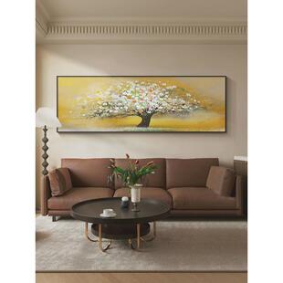 纯手绘非机喷客厅卧室摇钱树装饰画大芬油画村客厅挂画高级感壁画