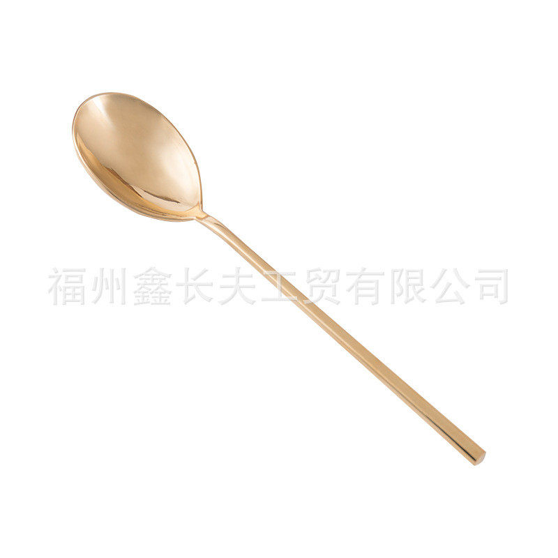 剑杰雕刻加厚创意大号日韩黄铜餐具西餐勺家用汤勺匙长柄吃饭调羹