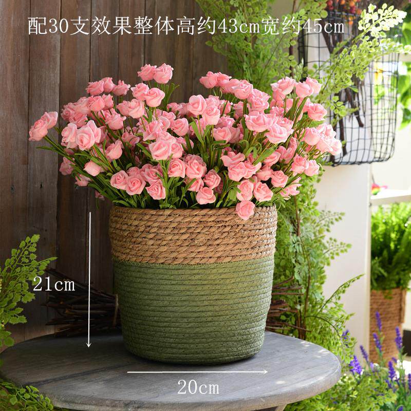 田园手工小玫瑰仿真花插花泡沫花家居写意干花客厅假花装饰摆设