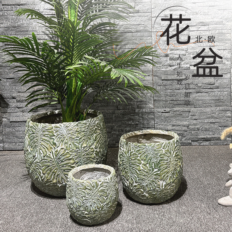 水泥花盆艺术商场客厅室内外落地北欧大号绿植创意盆栽