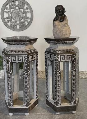 石雕花架中式花园大理石户外底座花台盆景供花几庭院落地摆件厂家