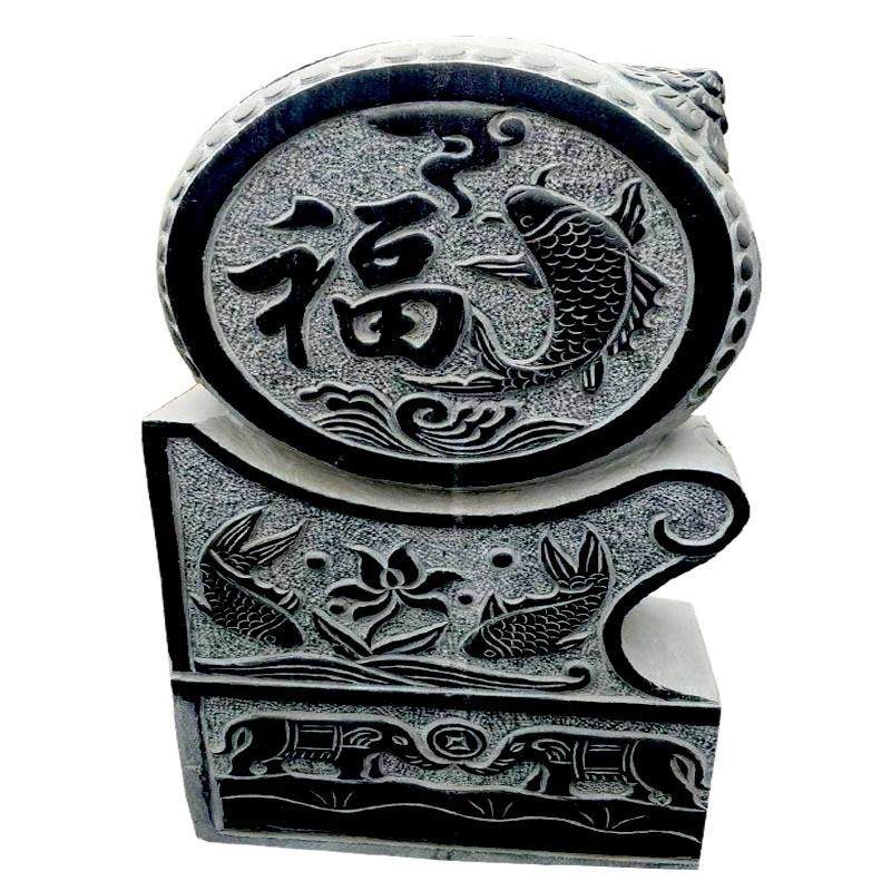 门墩抱鼓石仿古做旧石石雕狮子头福字石鼓家用门鼓石摆件