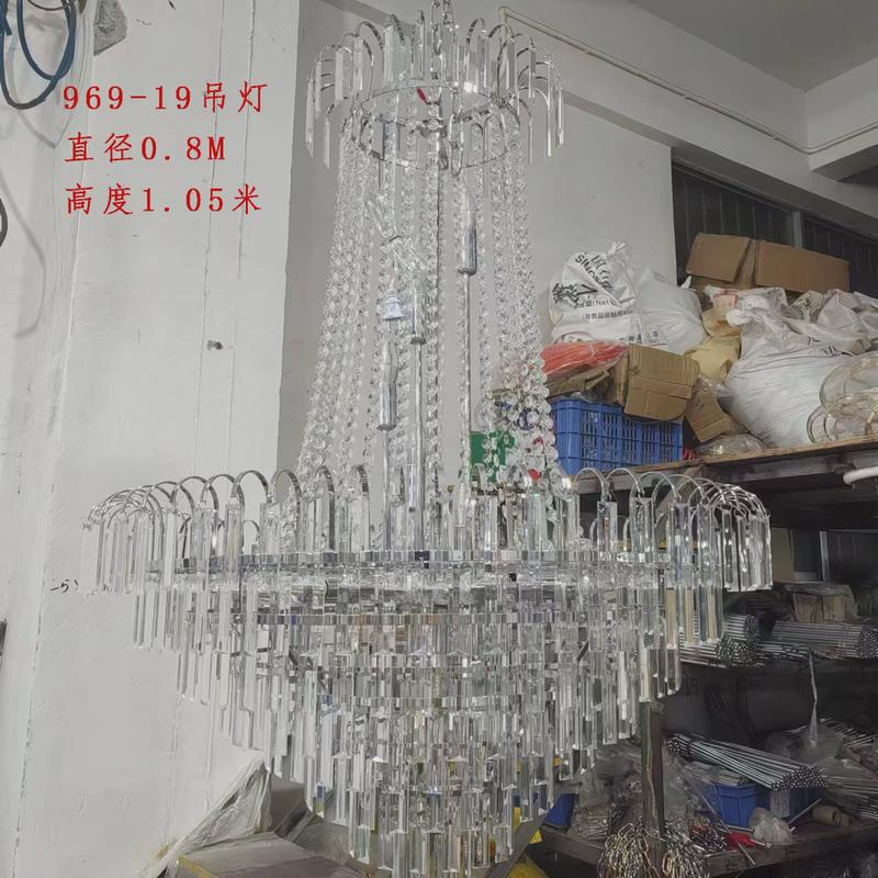 厂家直供欧式水晶珠帘吊灯婚礼礼堂装饰道具铁艺金属婚庆水晶吊灯