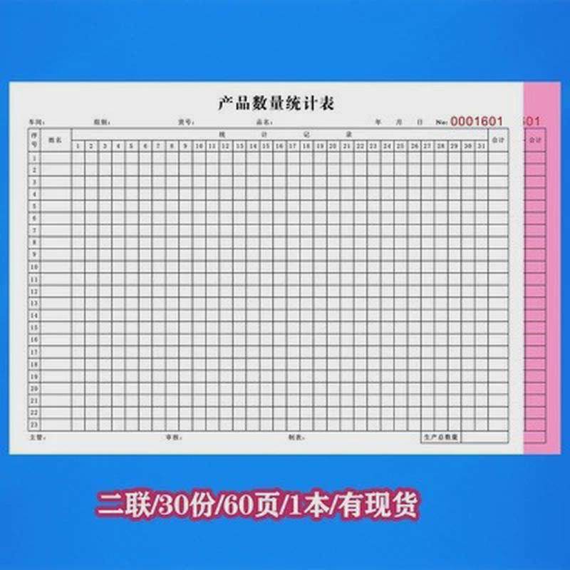 现做二联工资产品数量统计表点货本工厂车间记录单月报表收据账本