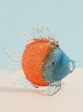 高档琉璃摆件鱼轻奢风家居装饰品现代简约酒柜玻璃高级感客厅摆设