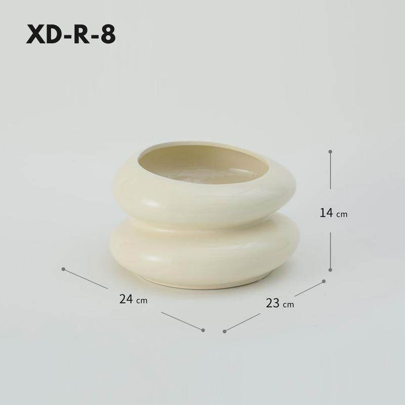 流线双层鹅软石ins风现代陶瓷花盆家居年宵蝴蝶兰大口径装饰盆器